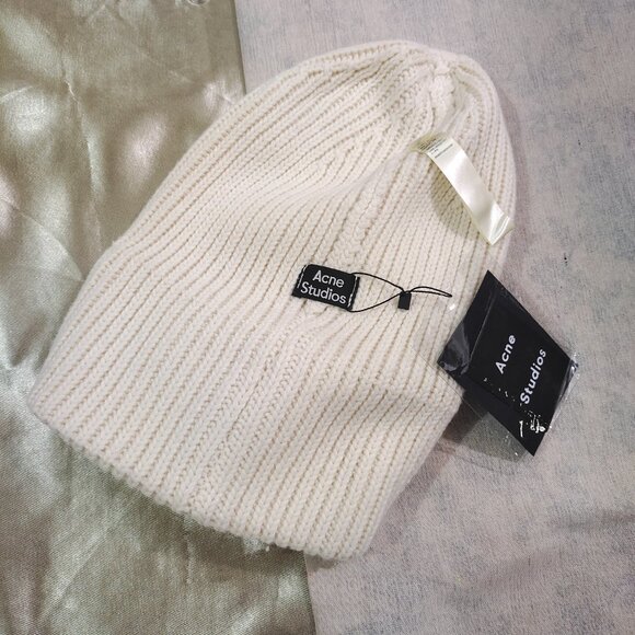 Acne Studios White Face Patch Wool Toque - Picture 5 of 6